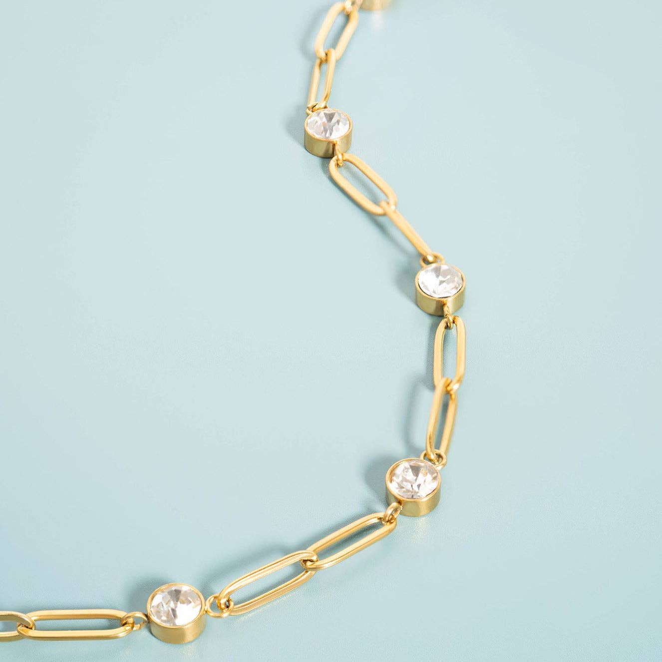 Paperclip Chain Bracelet with Stones