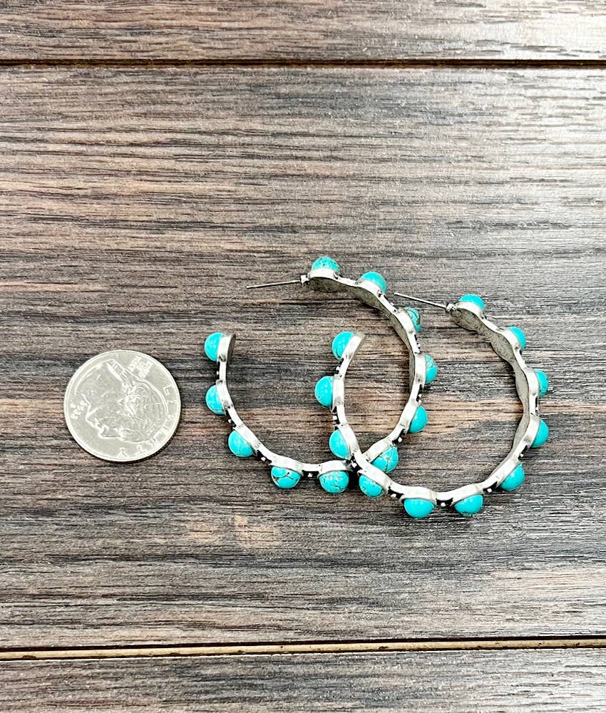 Turquoise Hoop Stud Earrings