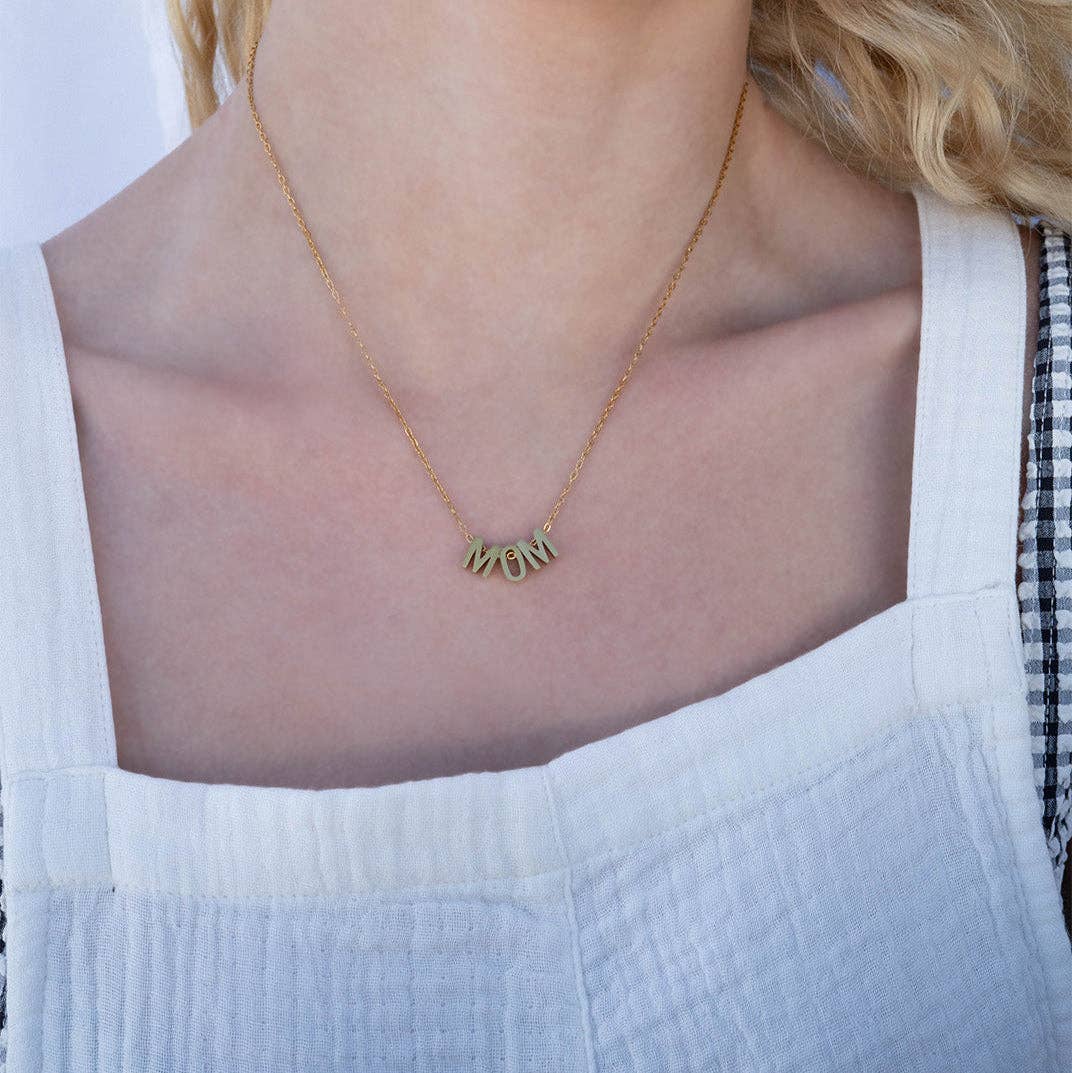 Mom Charm Necklace 18K Gold PVD Stainless Steel