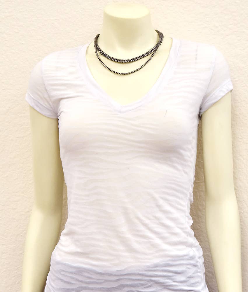 17" 3-strand 4mm Western Silver Bead Necklace Faux