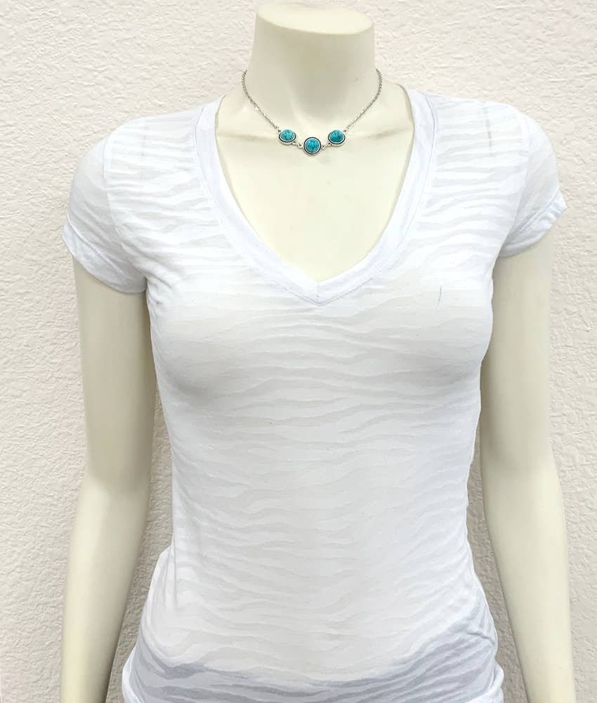 3 Stone Turquoise Necklace Faux