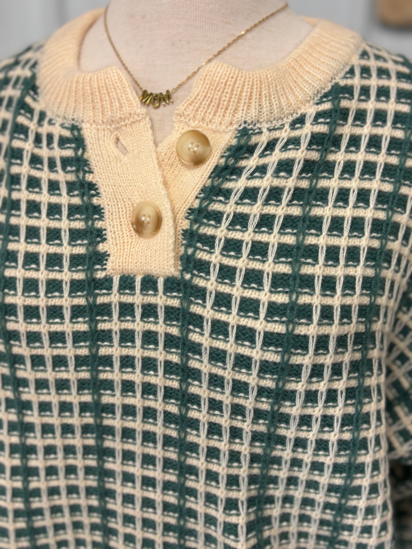 Hunter Green Checkered Sweater