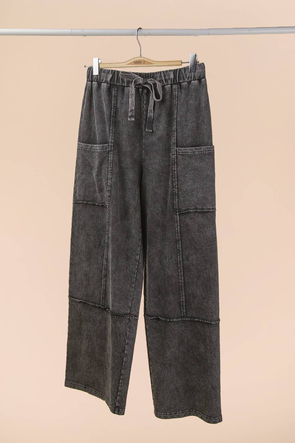 Mineral Washed Wide Leg Casual Comfy Pants