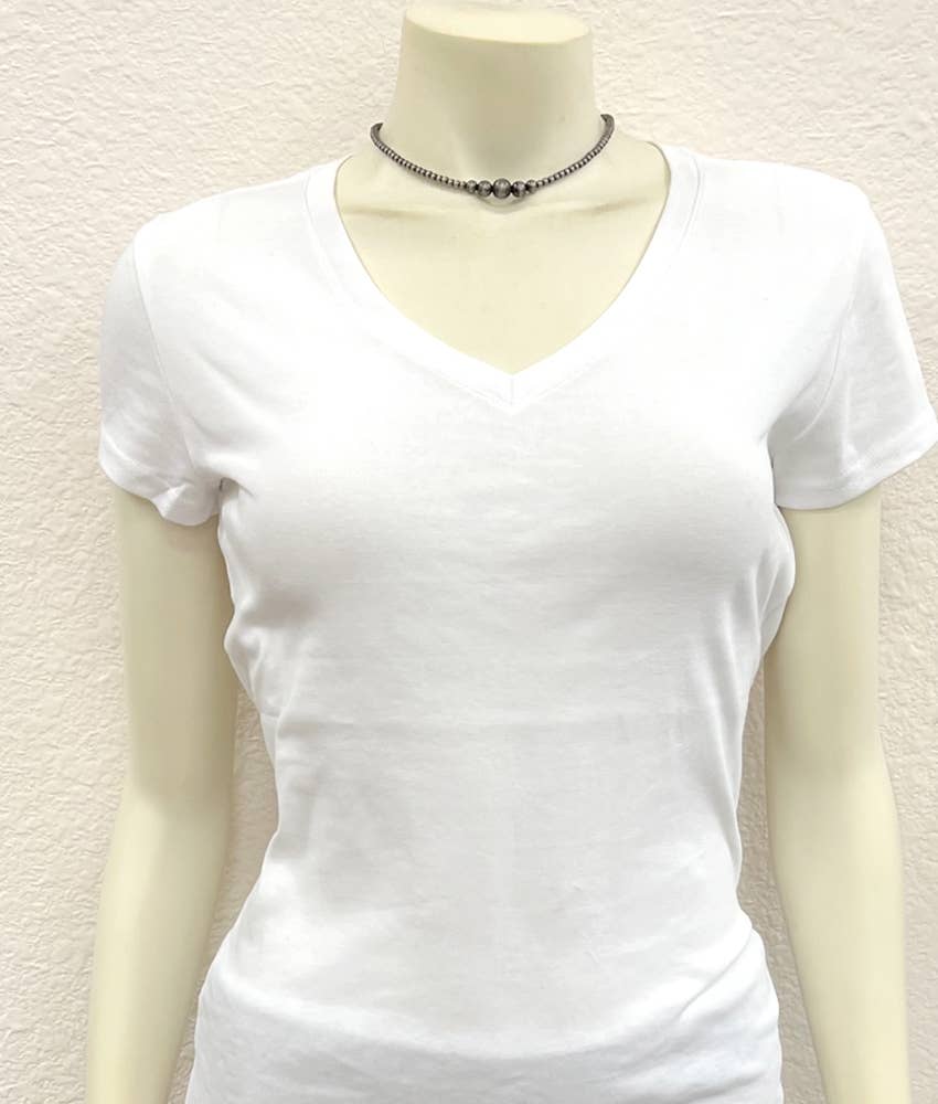 15" Silver Pearl Bead Necklace Faux