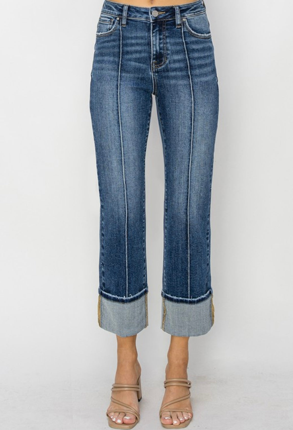 Risen High Rise Cuffed Straight Leg