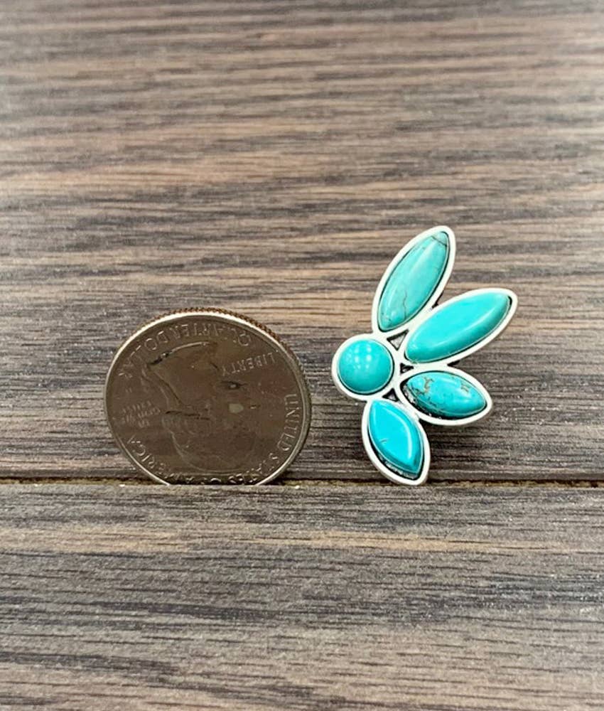Western Turquoise Stud Earrings Faux