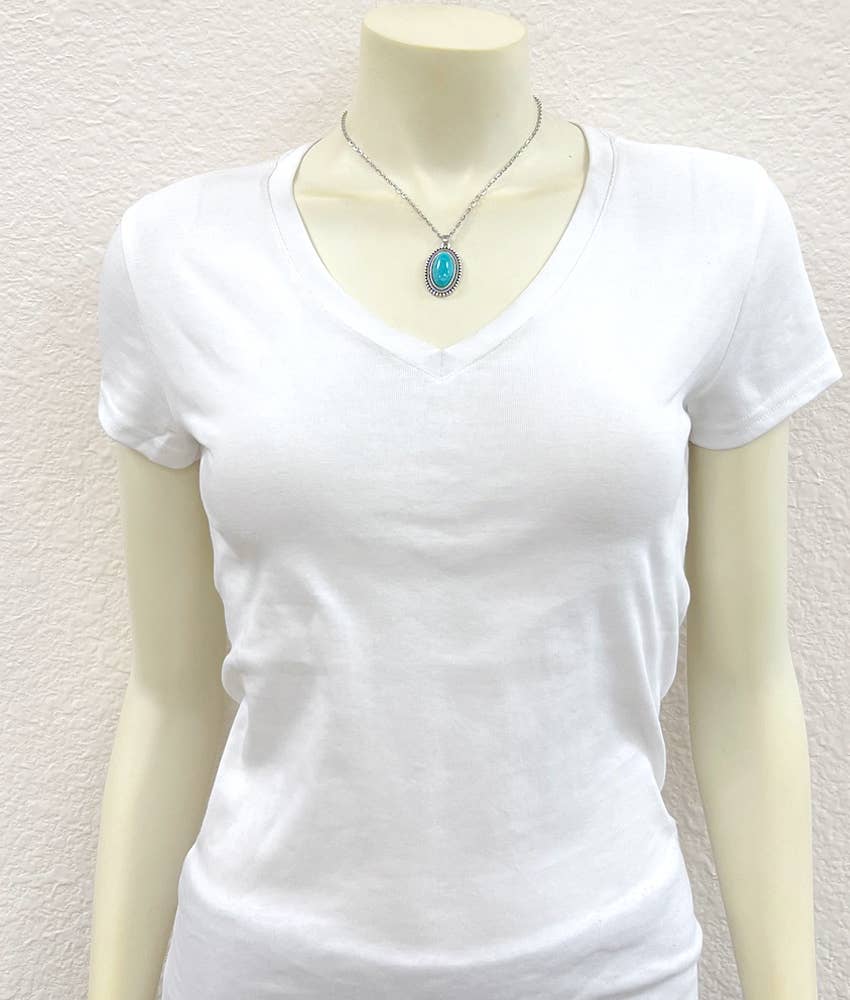 16" Turquoise Necklace Faux