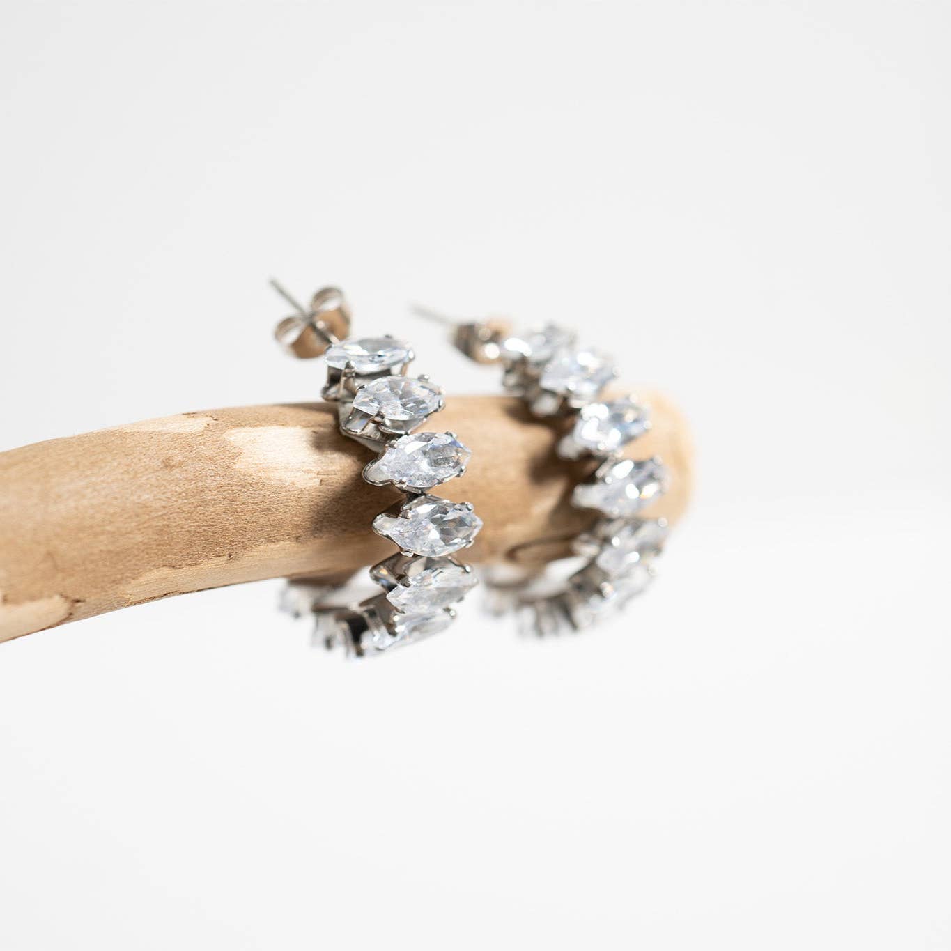 Marquis CZ Stone Hoop Earrings