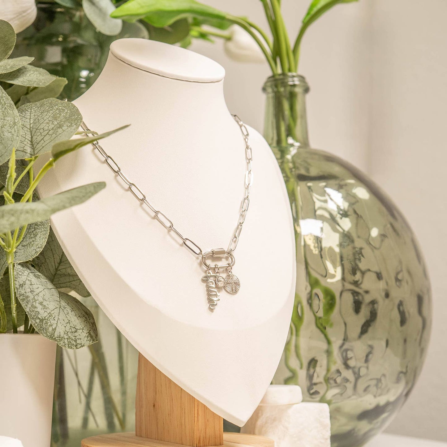 Carabiner "Faith" Paperclip Charm Necklace