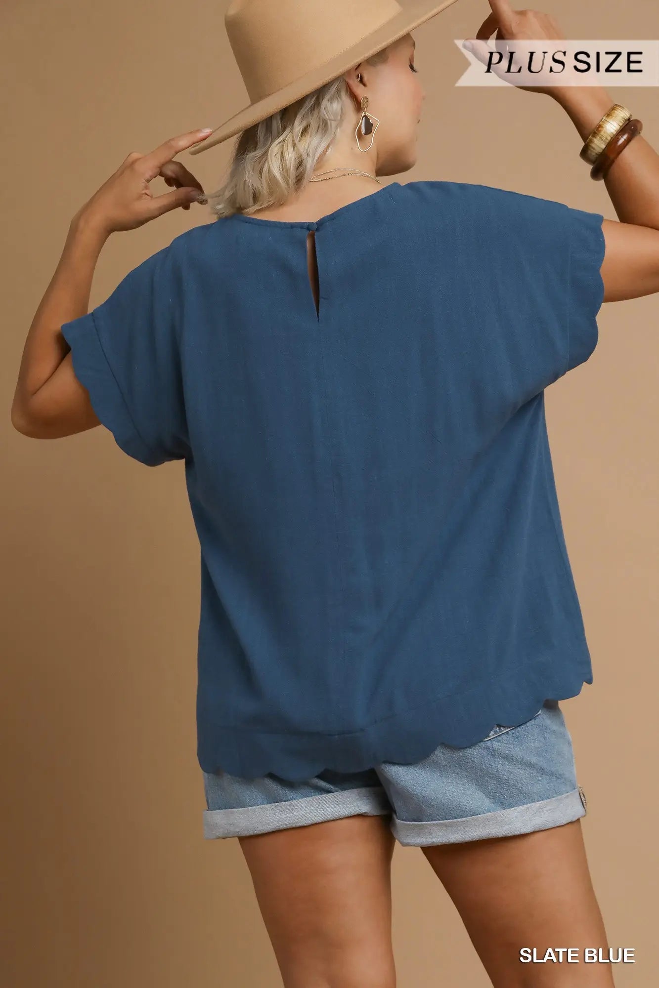 Scalloped Top in Slate Blue NATURAL FIBERS