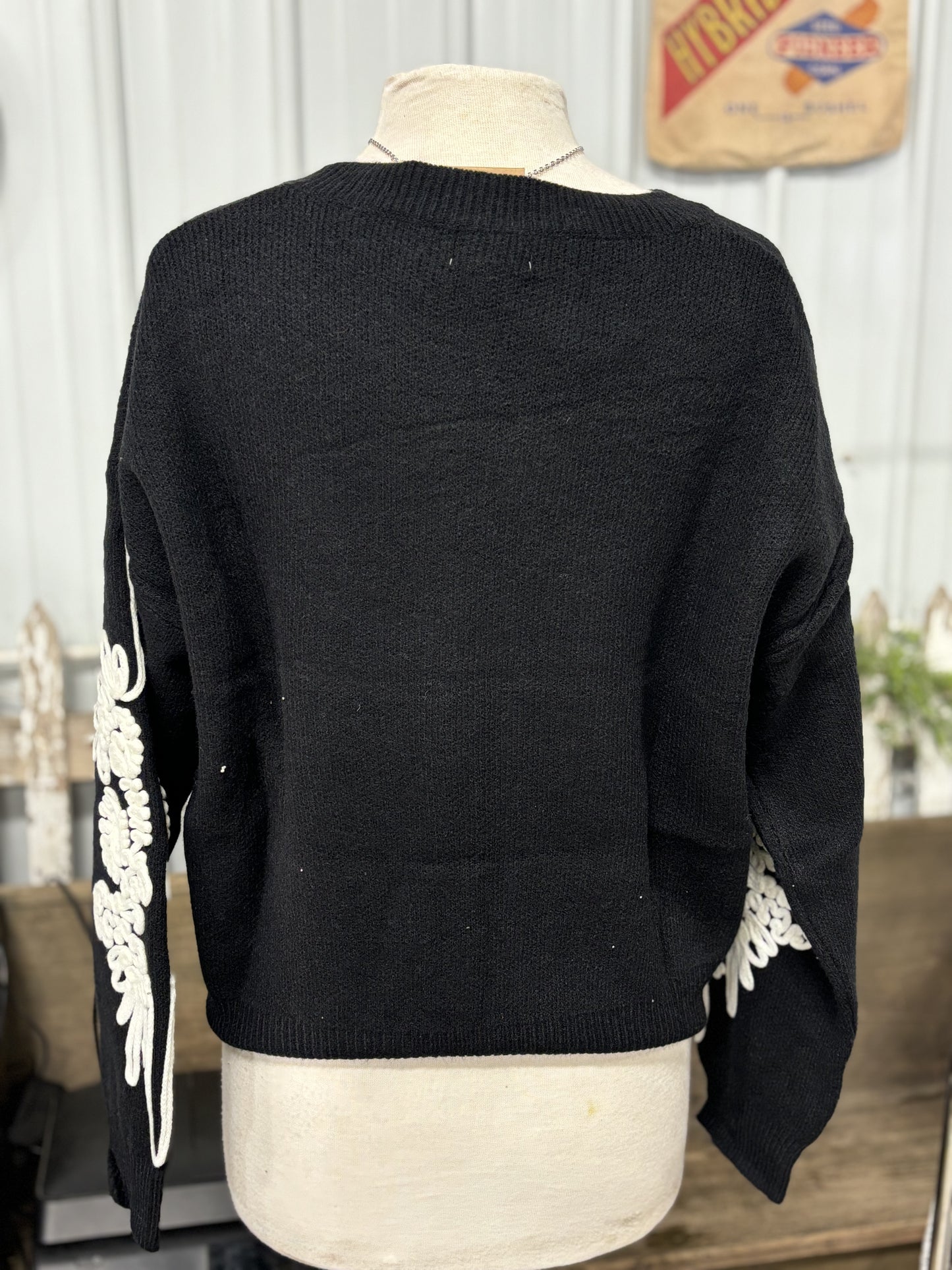 Embroidered Sleeve Sweater