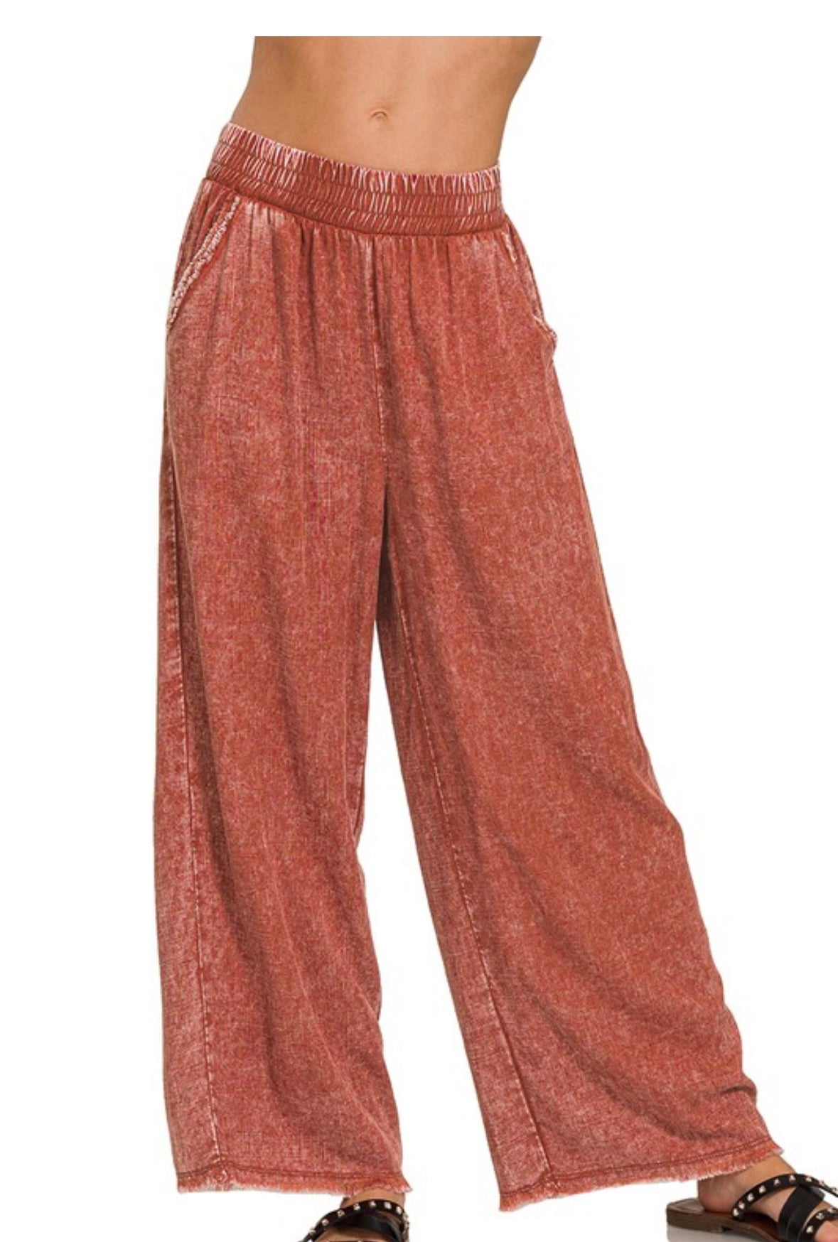 Frayed Hem Linen Pants