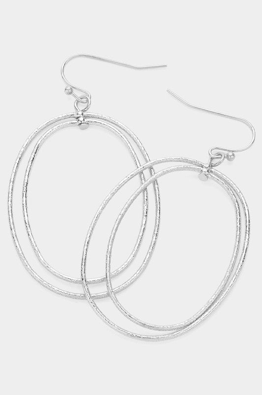 Double Wire Oval Dangle Earrings