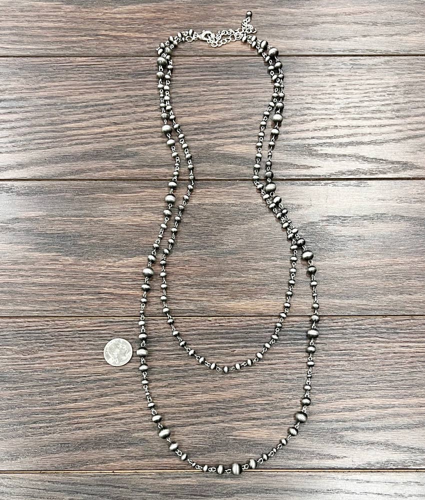 Kelly Silver Pearl Bead Necklace Faux