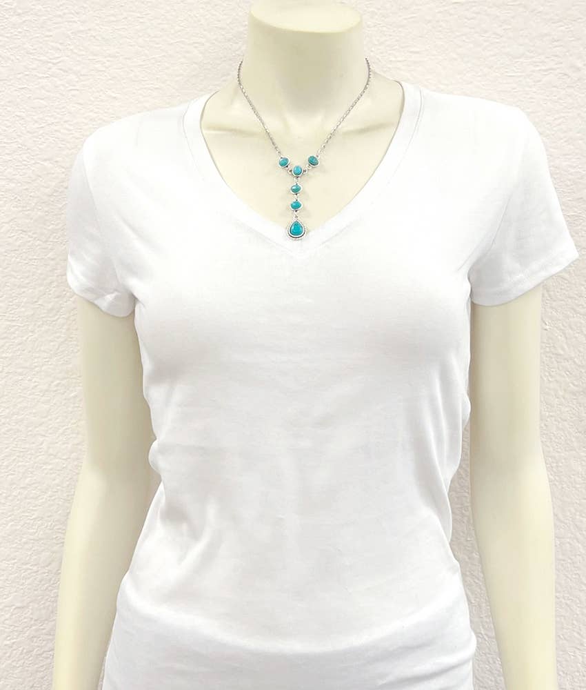 Turquoise Y-Necklace Faux