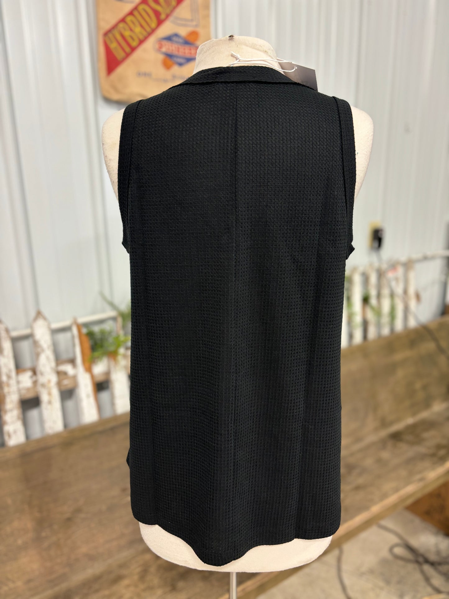 Button Detail V Neck Tank