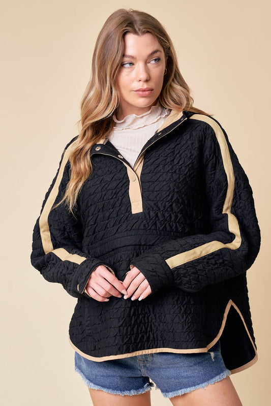 Quilted Hooded Pullover