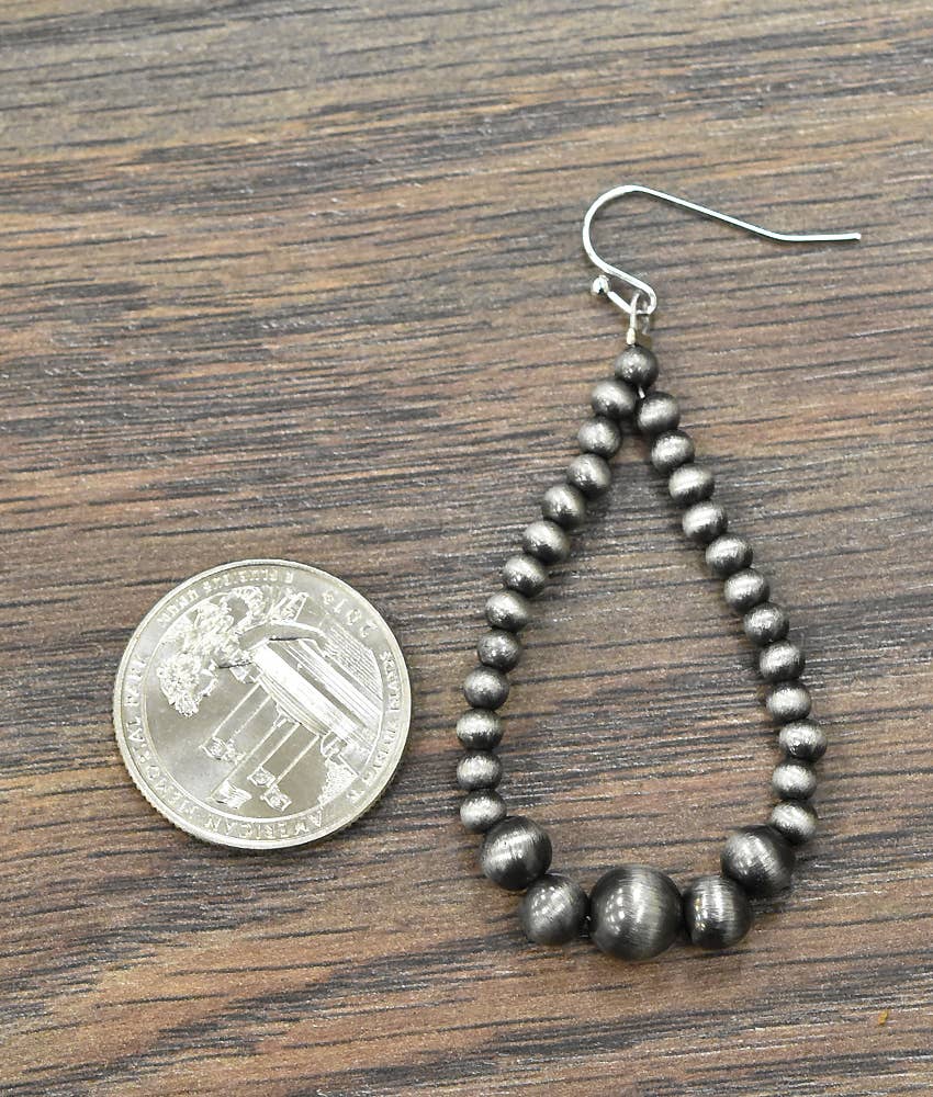 Drop Silver Pearl Bead Earrings Faux