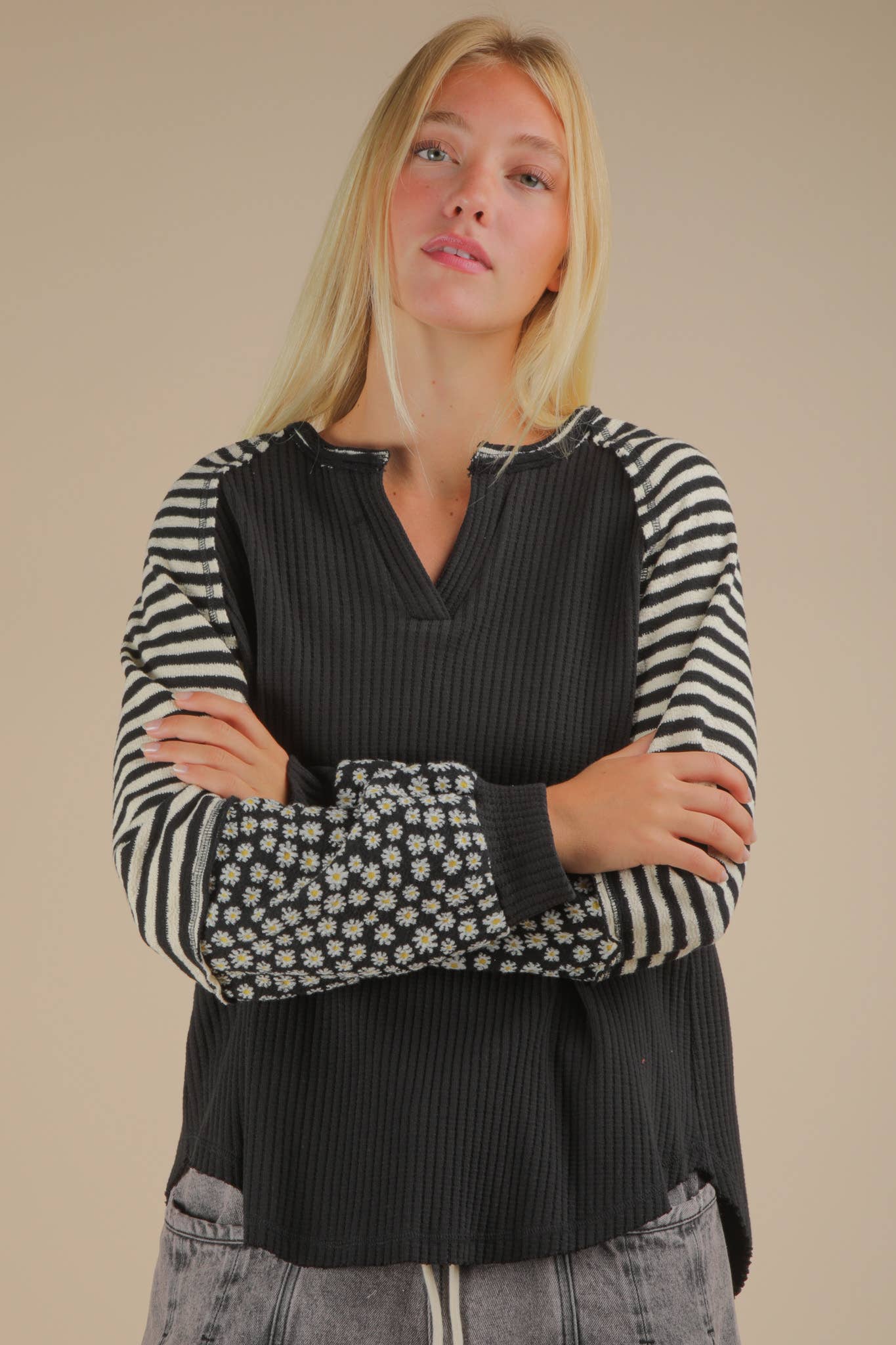 Floral & Stripe Knit Top- Women’s Line