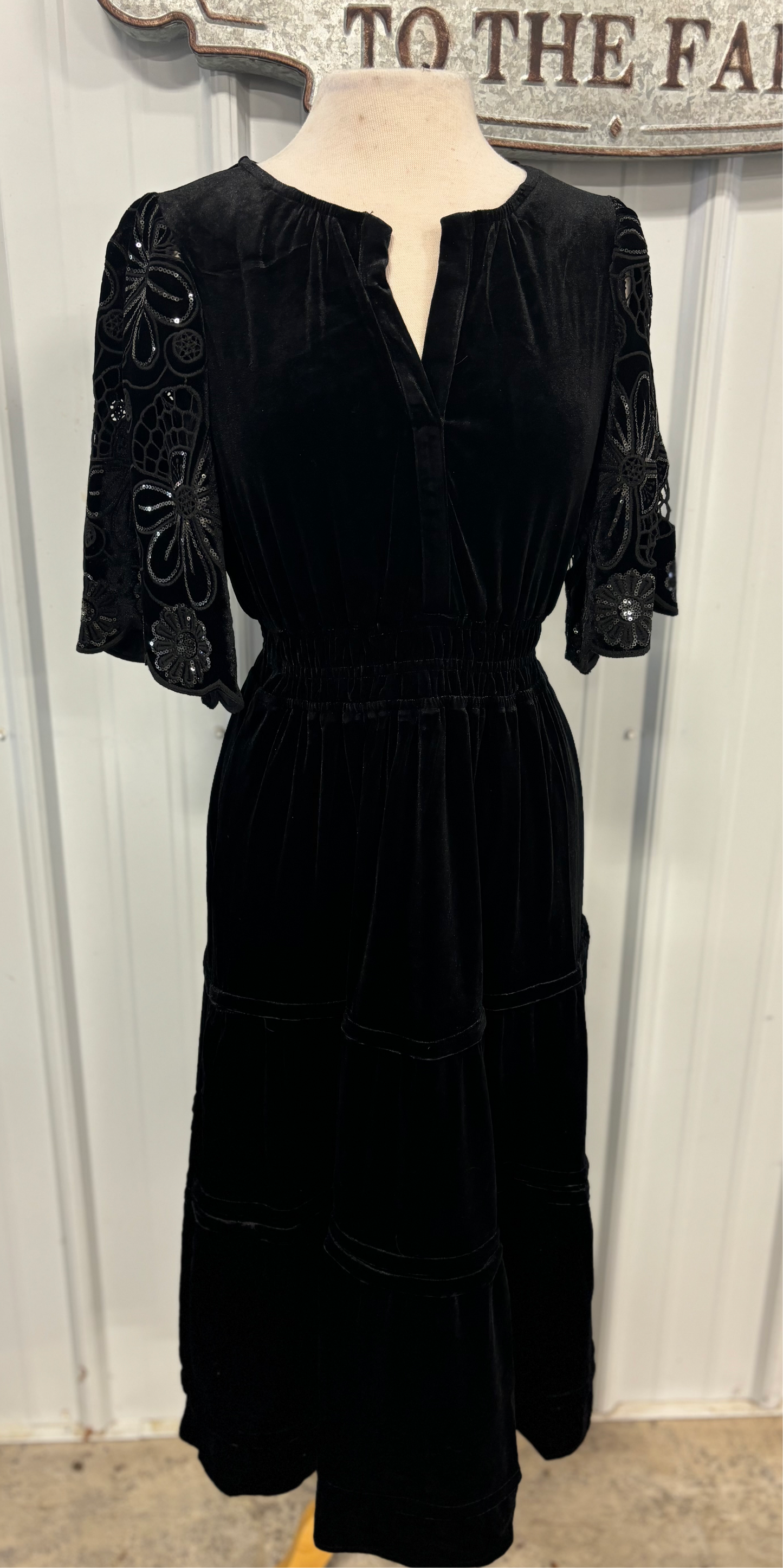 Black Velvet Midi Dress