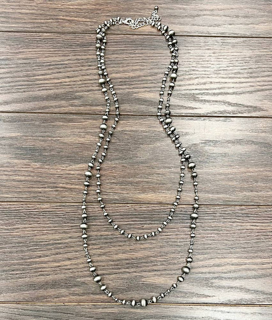 Kelly Silver Pearl Bead Necklace Faux