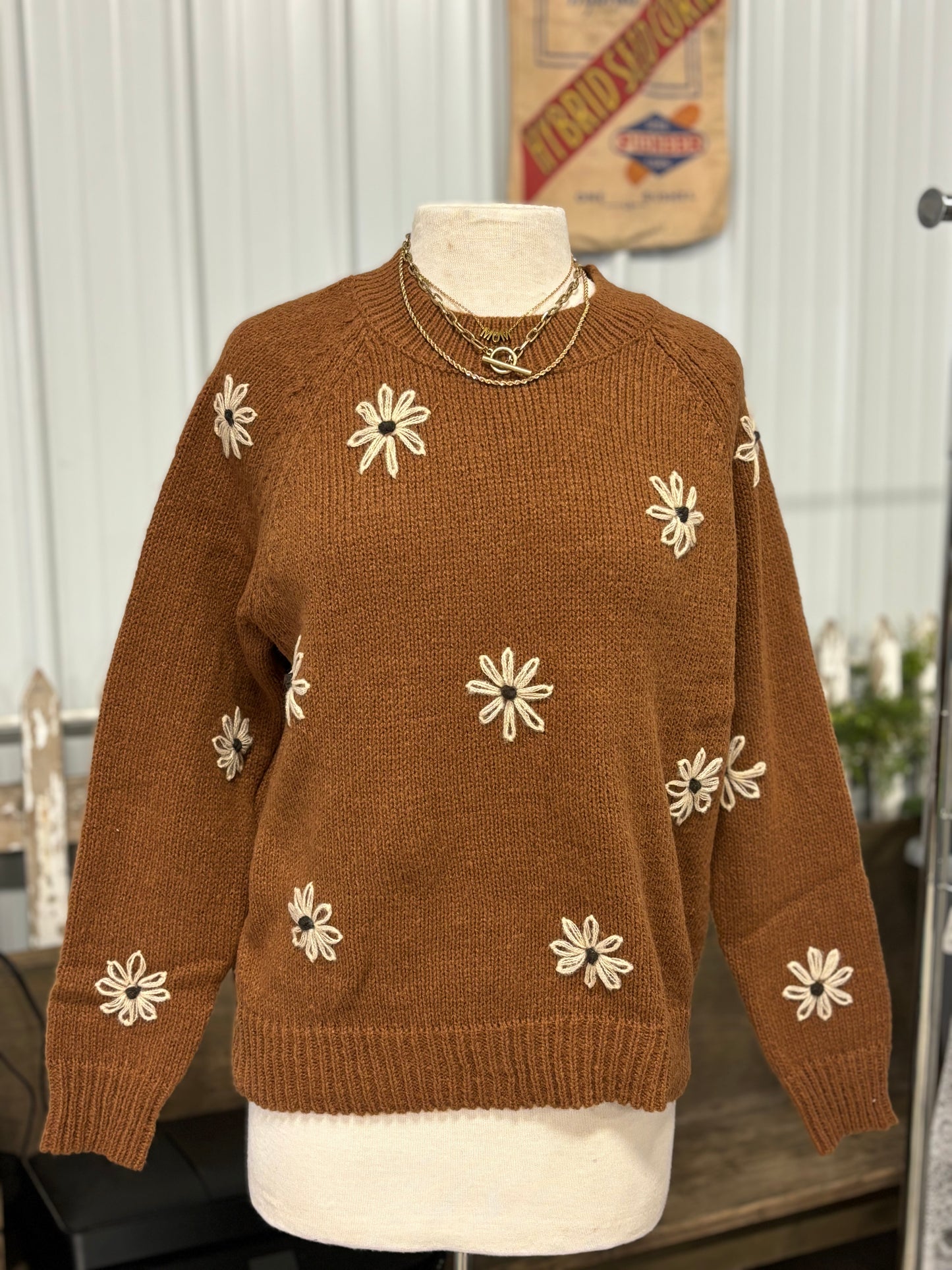 Embroidered Flower Sweater