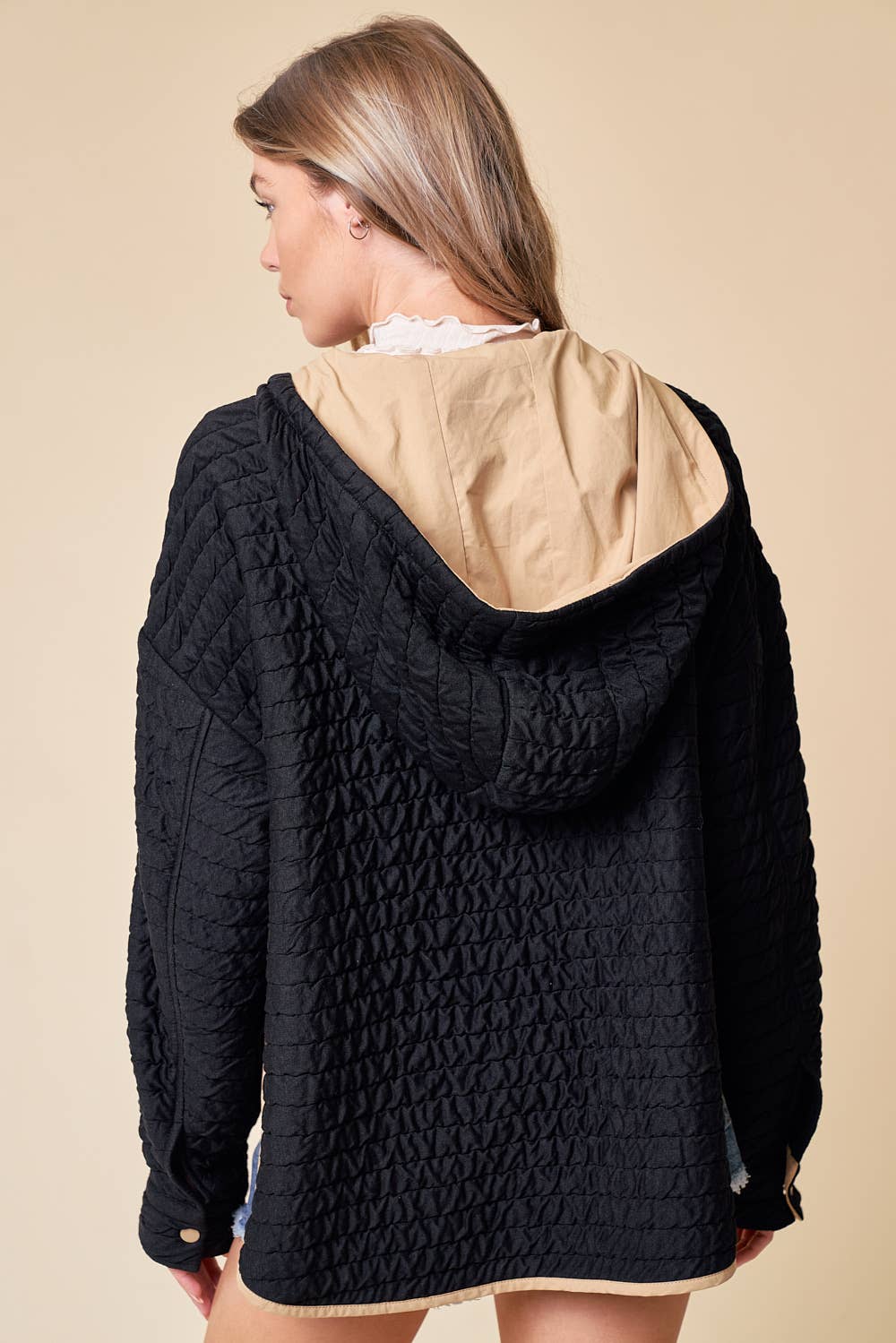 Quilted Hooded Pullover