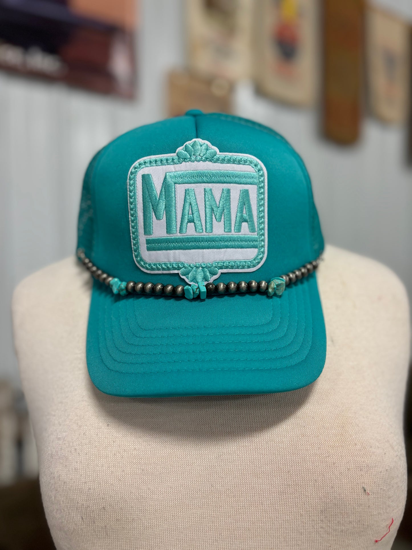 Mama Turquoise Hat and Chain