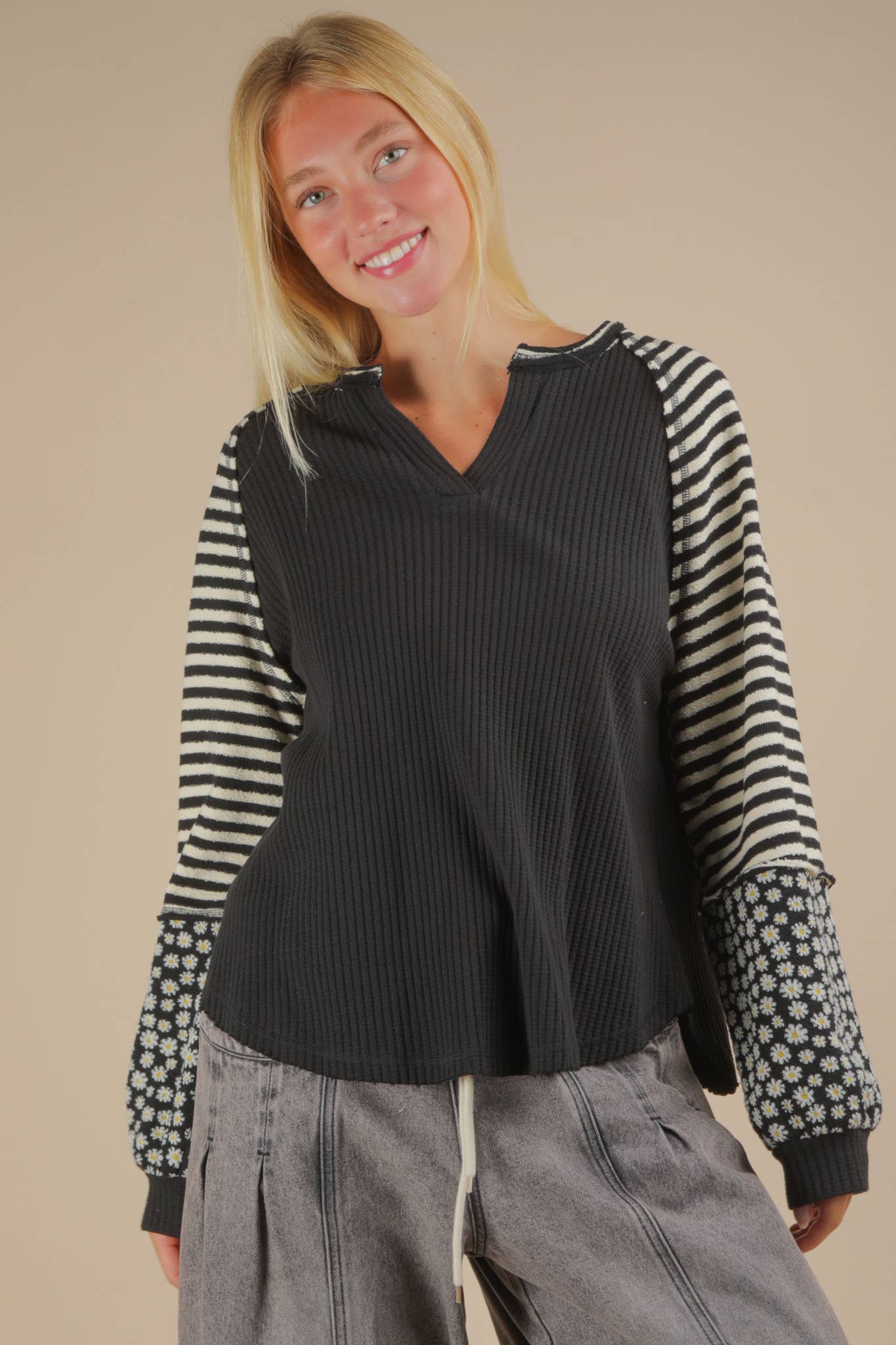 Floral & Stripe Knit Top- Women’s Line