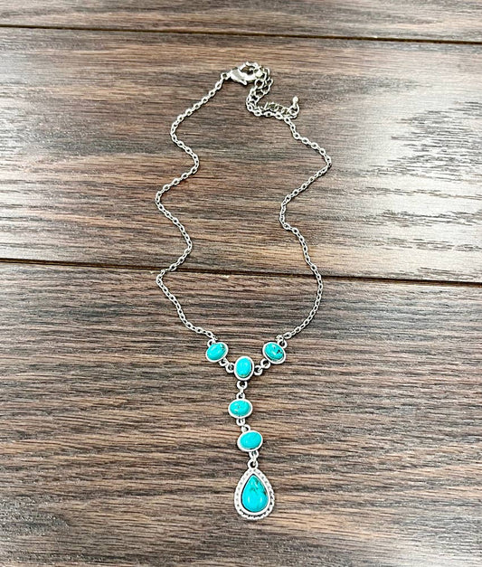Turquoise Y-Necklace Faux