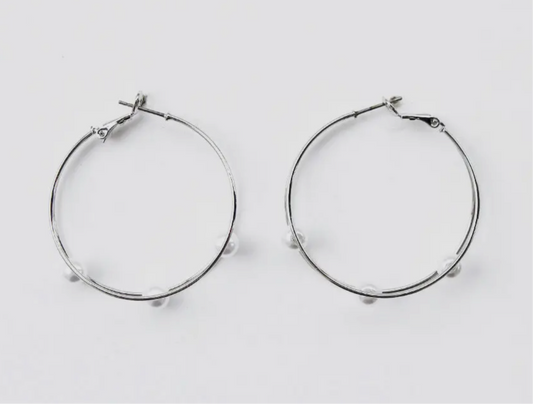 Double Hoop Earrings with Pearls