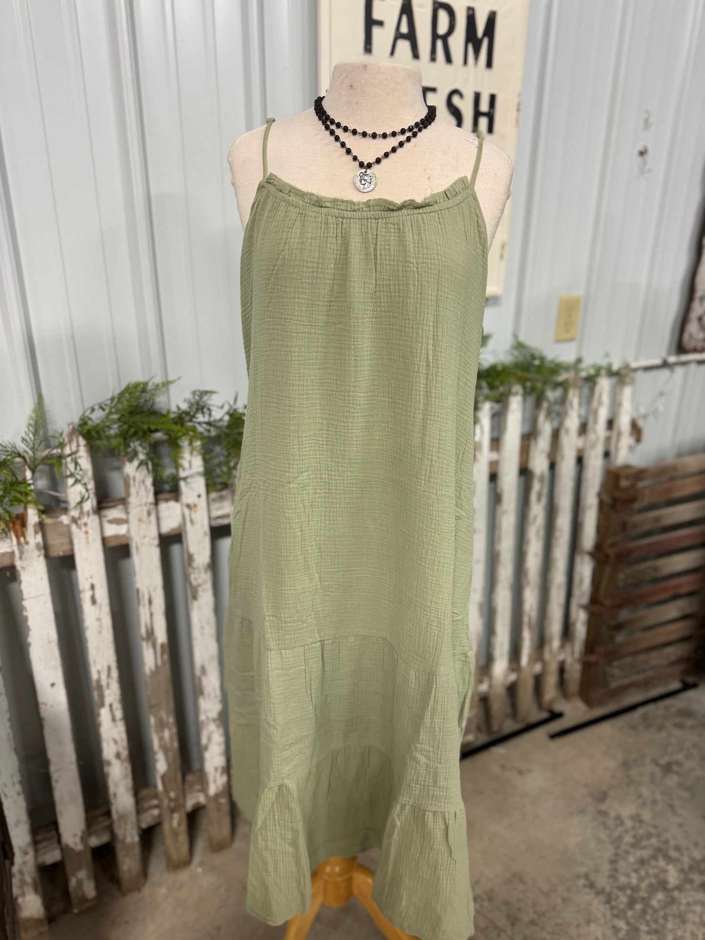 Olive Tiered Maxi Dress