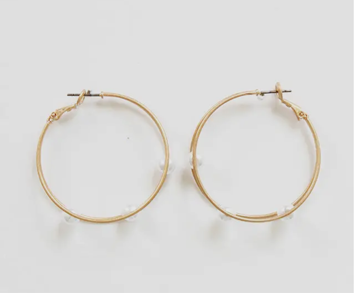 Double Hoop Earrings with Pearls