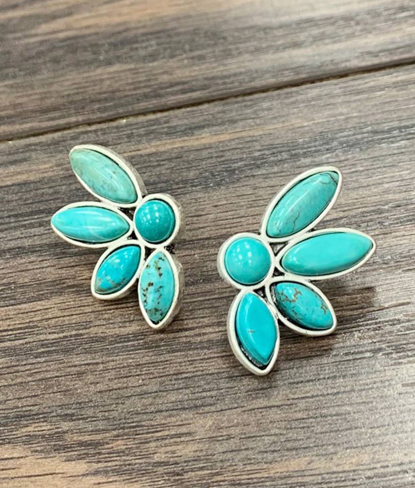Western Turquoise Stud Earrings Faux