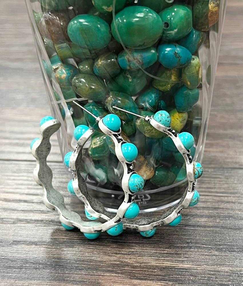 Turquoise Hoop Stud Earrings
