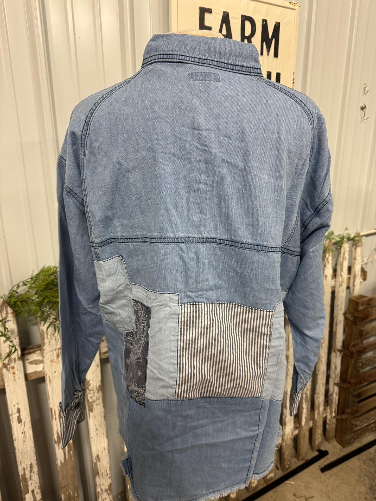 Midwestern Charm Denim Patchwork Top