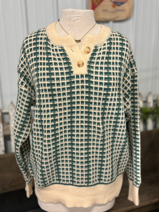 Hunter Green Checkered Sweater