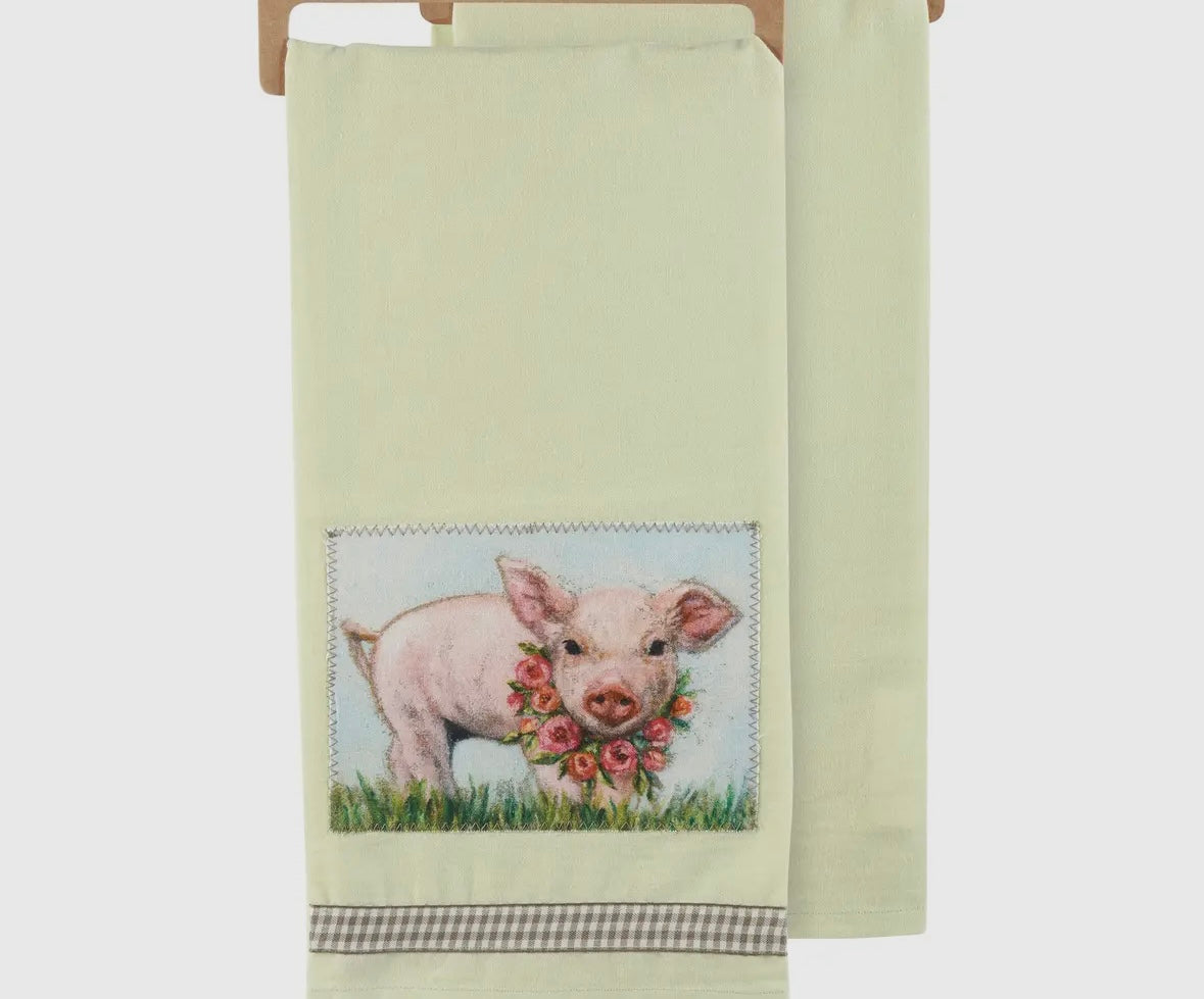 Floral Pig Kitchen Towel