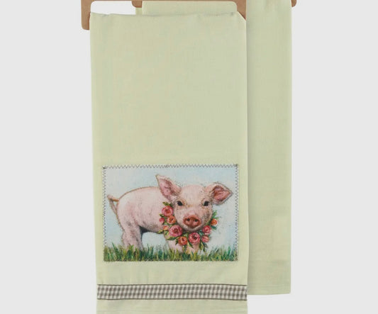 Floral Pig Kitchen Towel