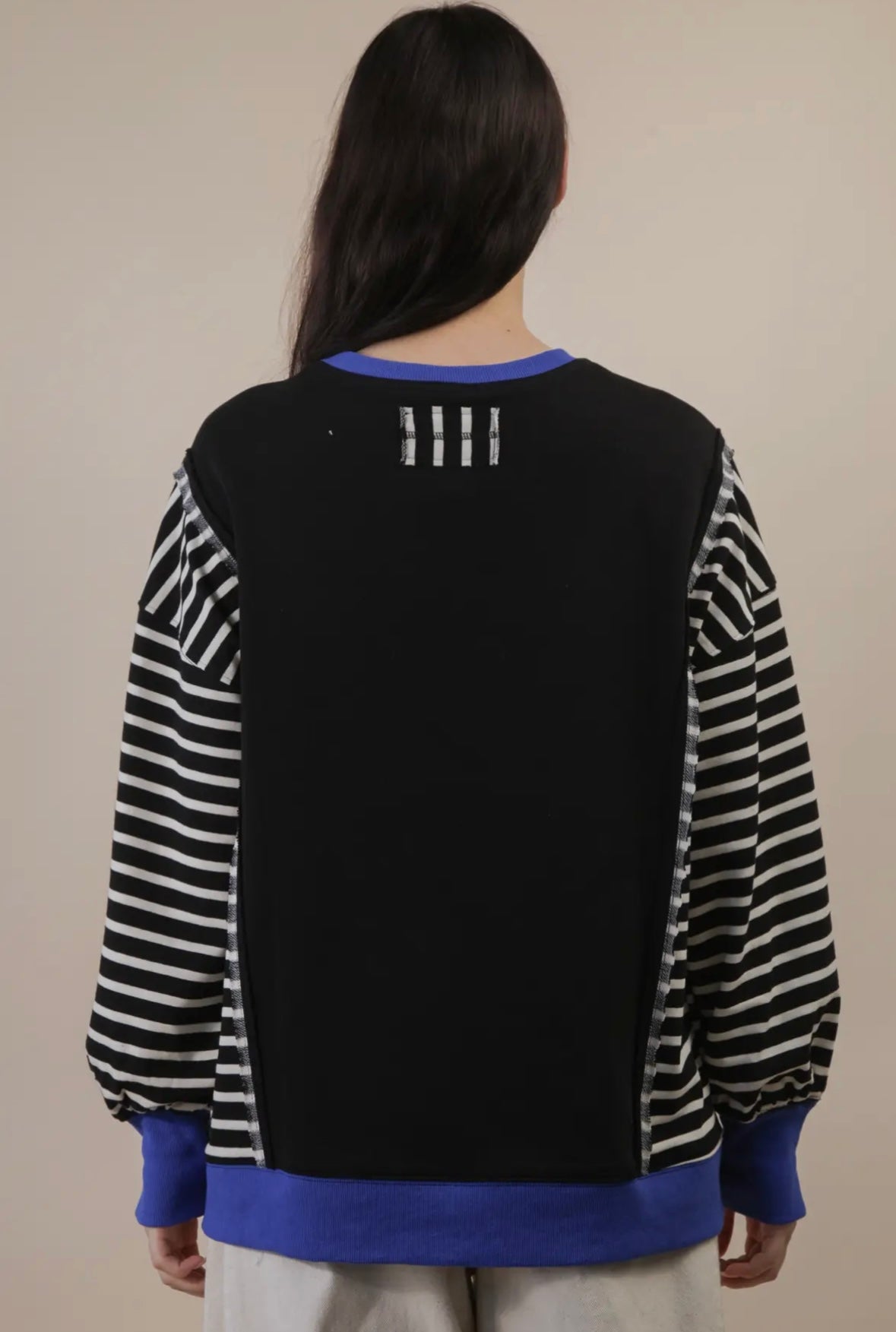 Black & Royal Striped Knit Top