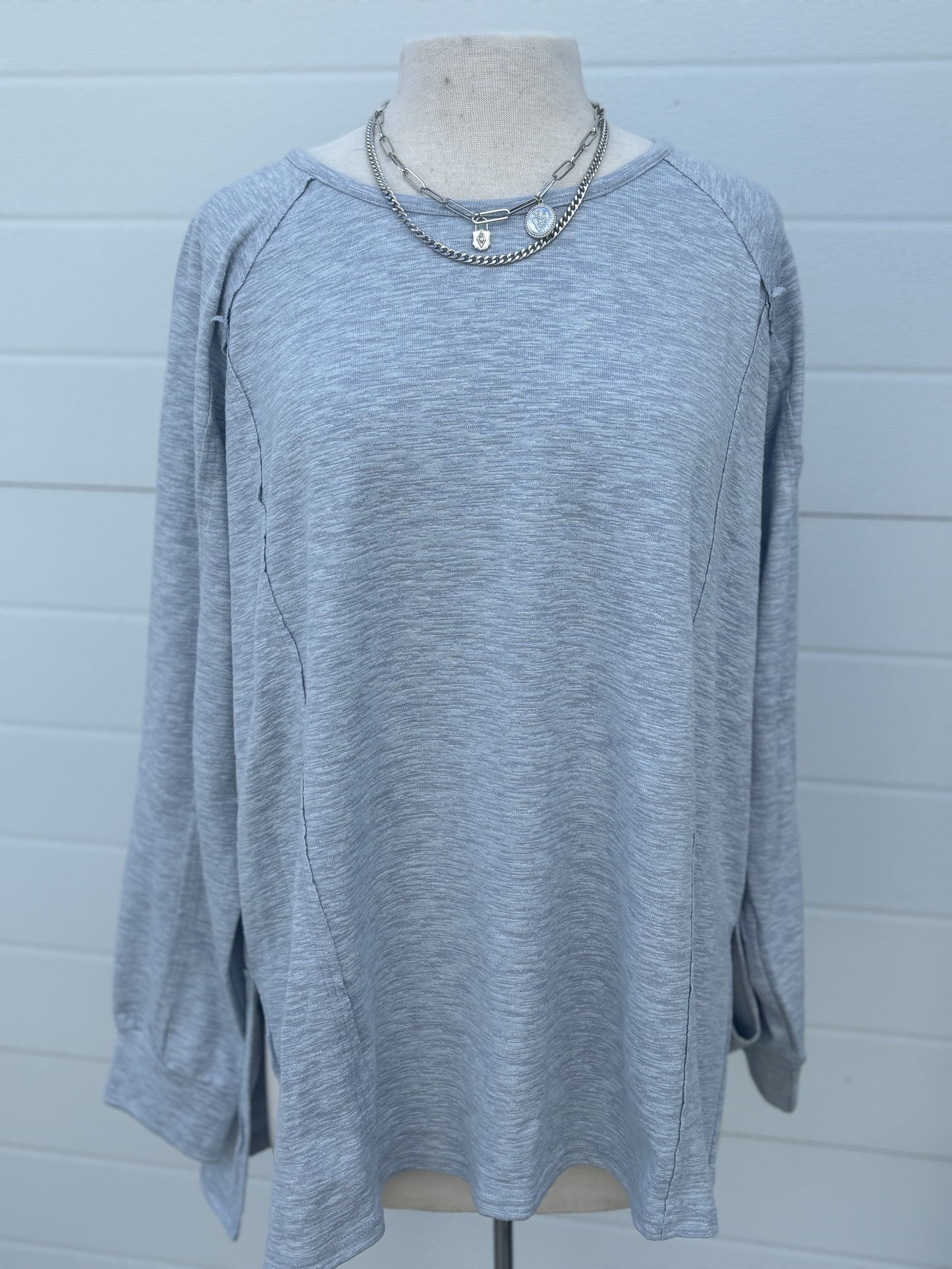 Sky Blue Exposed Seam Top