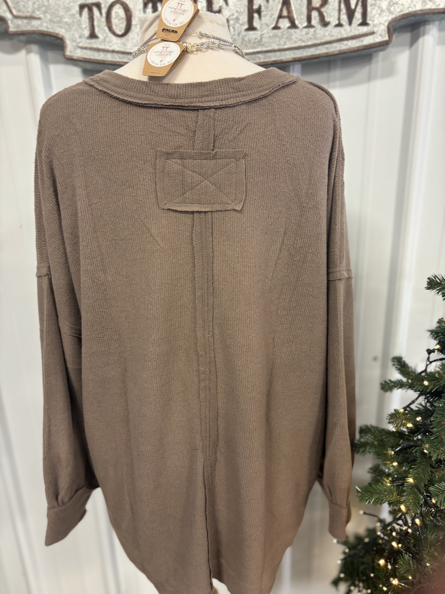 V Neck Long Sleeve Henley