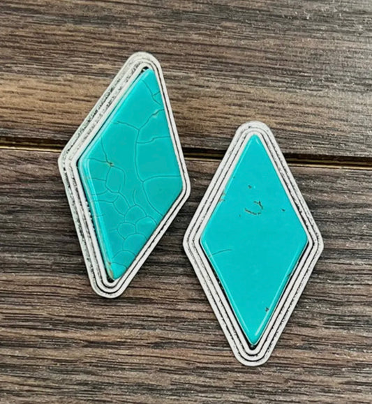 Large Turquoise Stud Earrings (Faux)