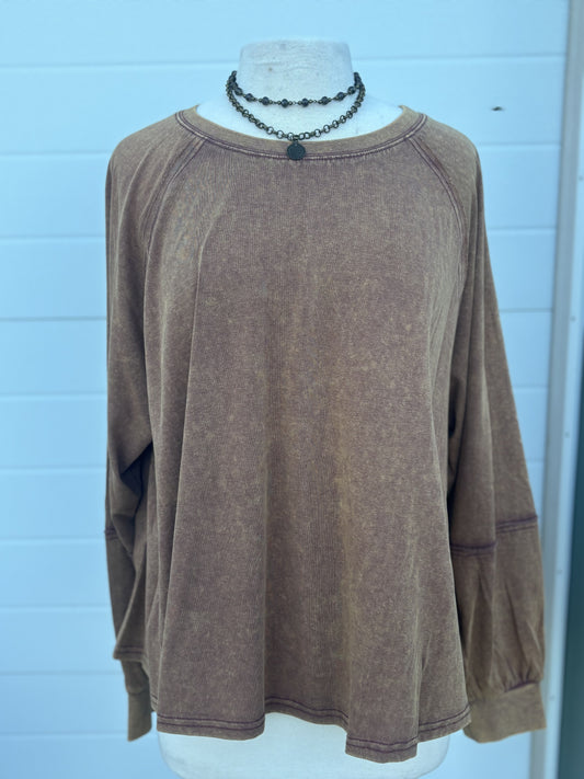 Rust Exposed Seam Long Sleeve