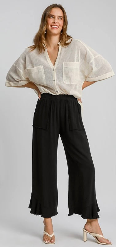 Black Ruffle Pants