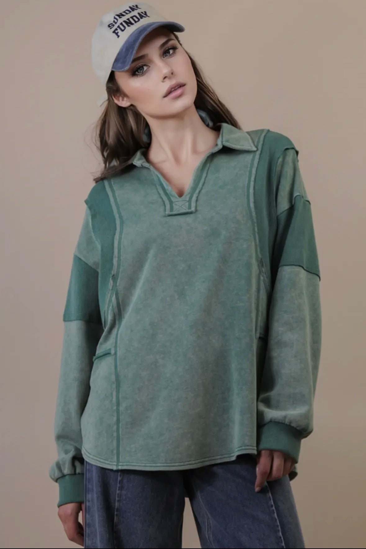 Collared Pullover in Green