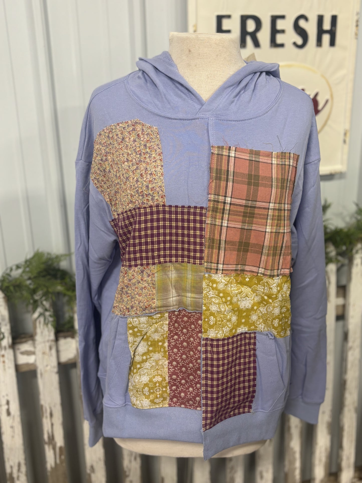 Periwinkle Patchwork Sweatshirt