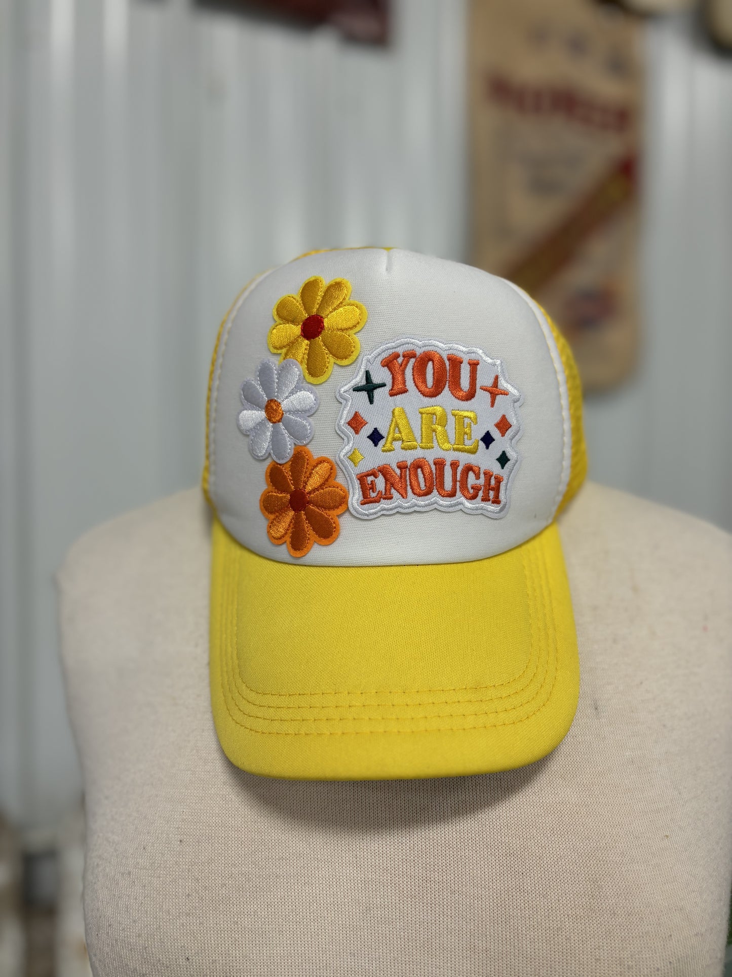 You Are Enough Yellow Floral Hat