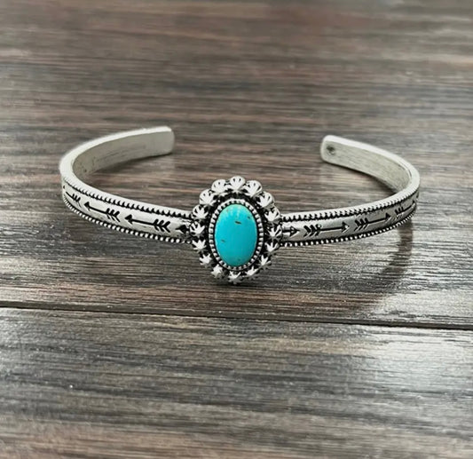 Faux Oval Turquoise Cuff Bracelet