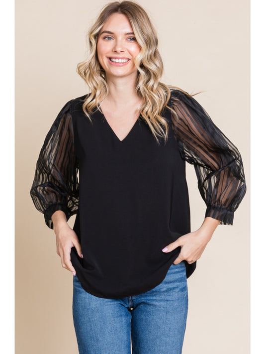 Loretta Sheer Sleeve Top